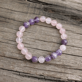 Bracelet Améthyste et Quartz Rose | Lithothérapie Stéphanie